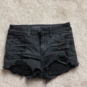 Black denim shorts